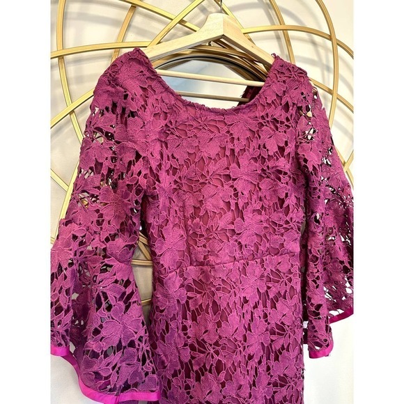 She + Sky Lace Dress with Bell Sleeves size Medium - Picture 3 of 10